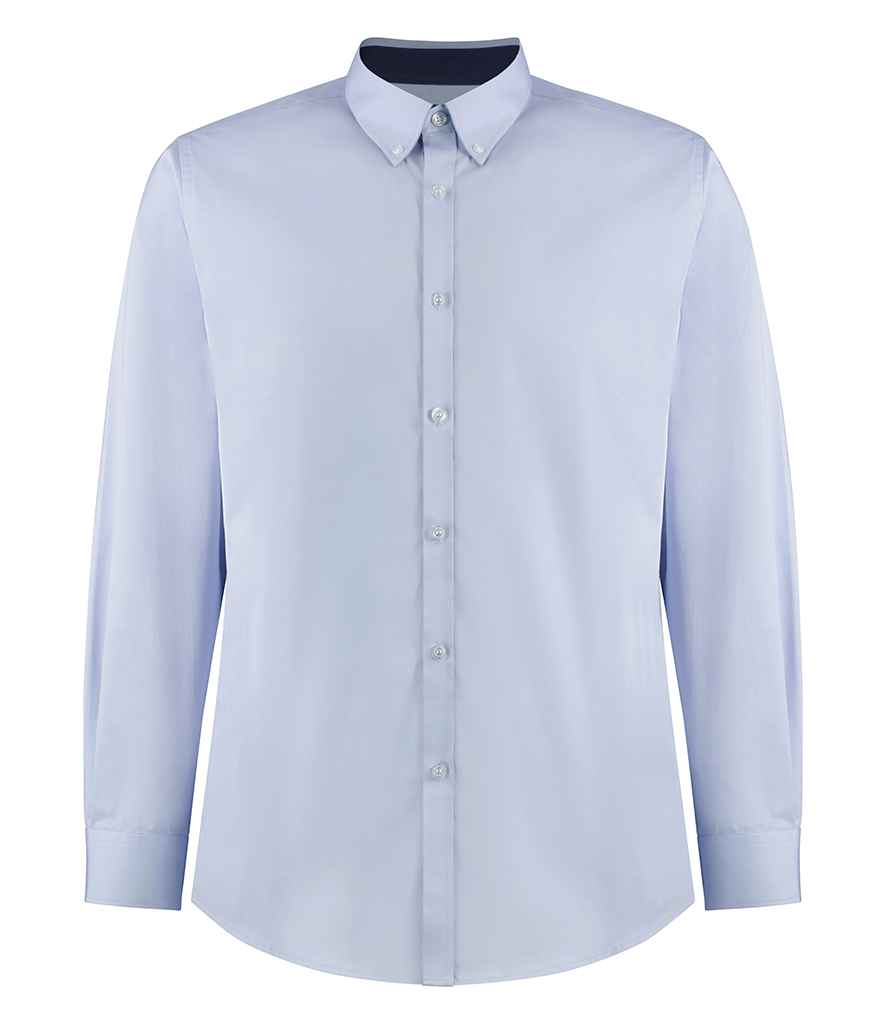 Kustom Kit Premium Long Sleeve Contrast Tailored Oxford Shirt