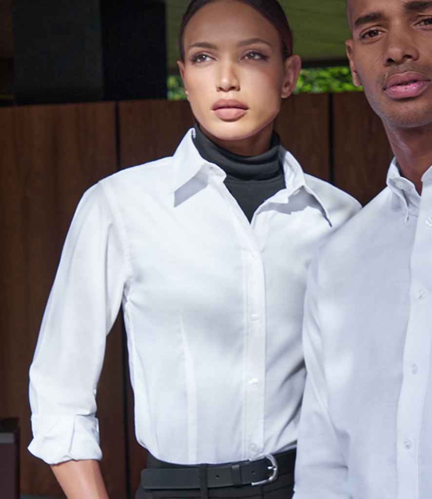 Kustom Kit Ladies Long Sleeve Tailored Workwear Oxford Shirt