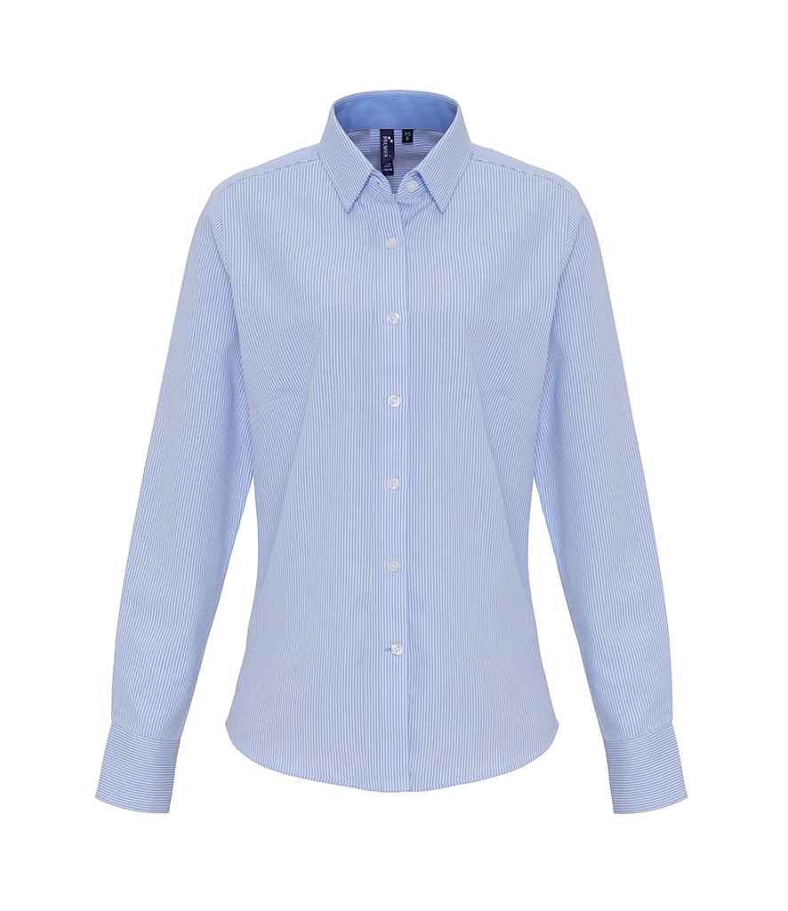 Premier Ladies Long Sleeve Striped Oxford Shirt