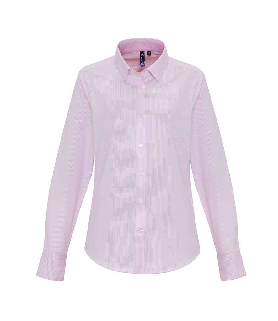 Premier Ladies Long Sleeve Striped Oxford Shirt