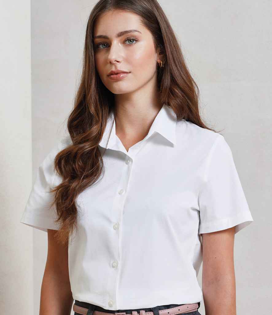 Premier Ladies Short Sleeve Stretch Fit Poplin Shirt