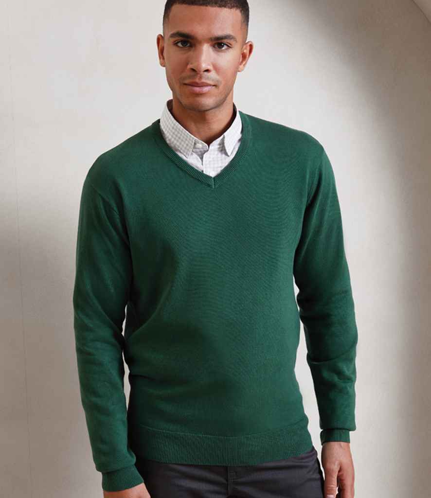 Premier Knitted Cotton Acrylic V Neck Sweater