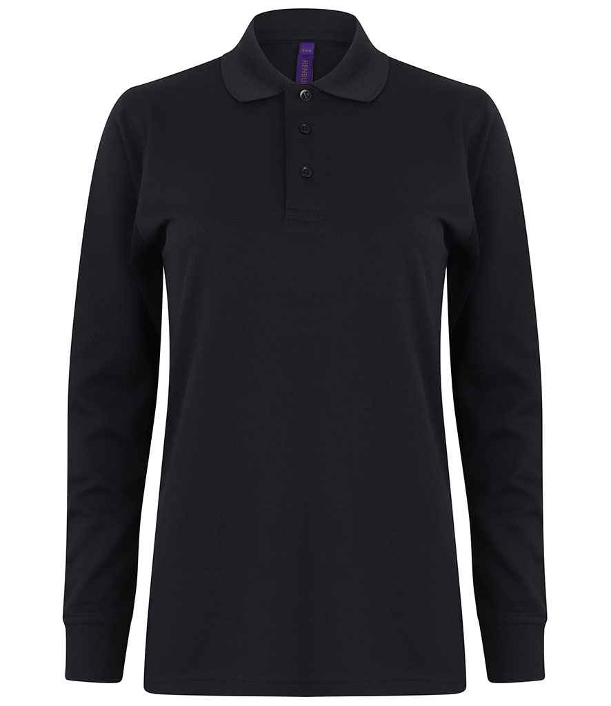 Henbury Unisex Long Sleeve Coolplus® Piqué Polo Shirt