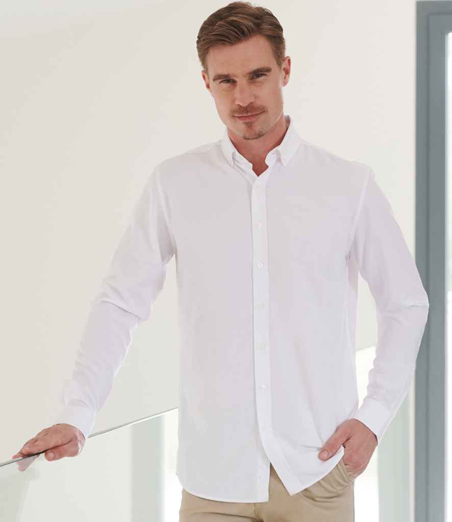 Henbury Long Sleeved Cotton Feel Coolplus® Shirt