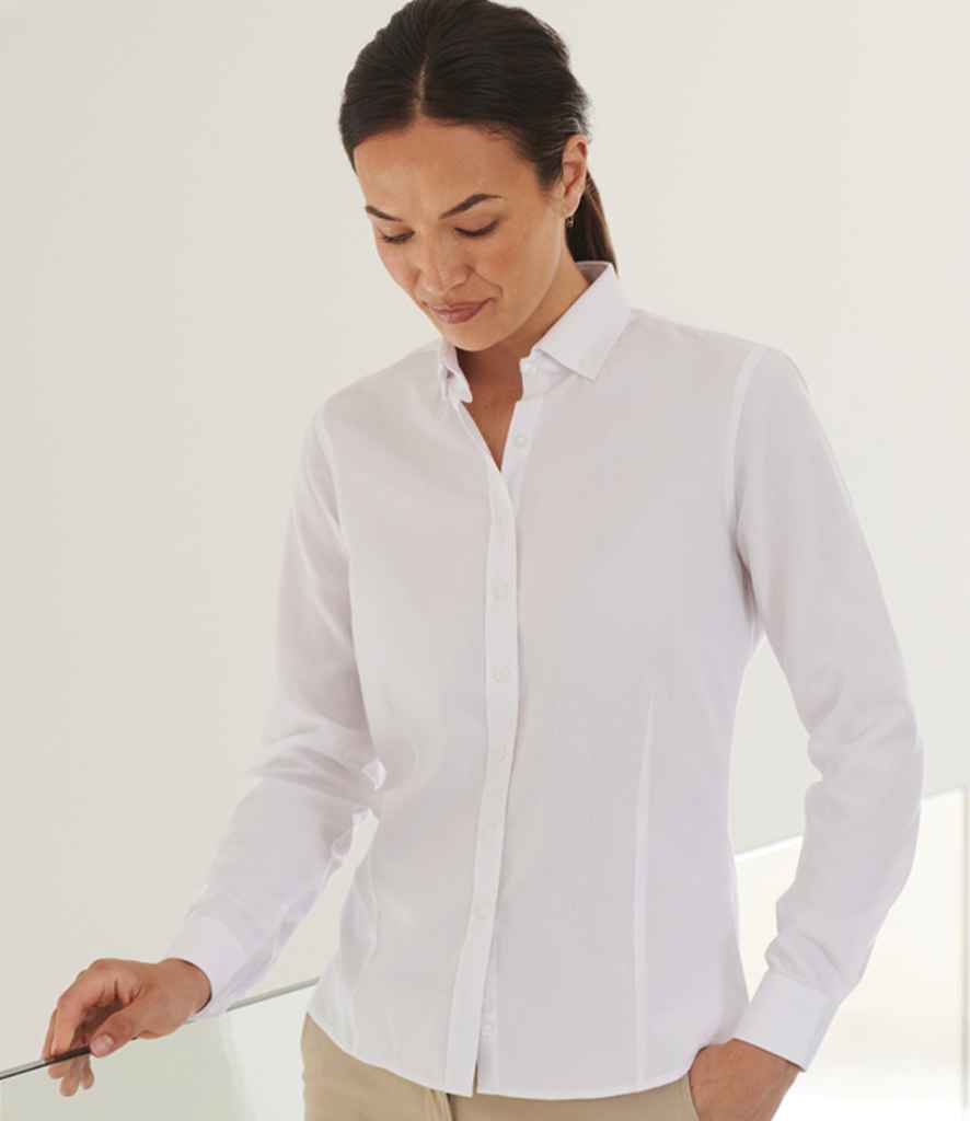 Henbury Ladies Long Sleeved Cotton Feel Coolplus® Shirt