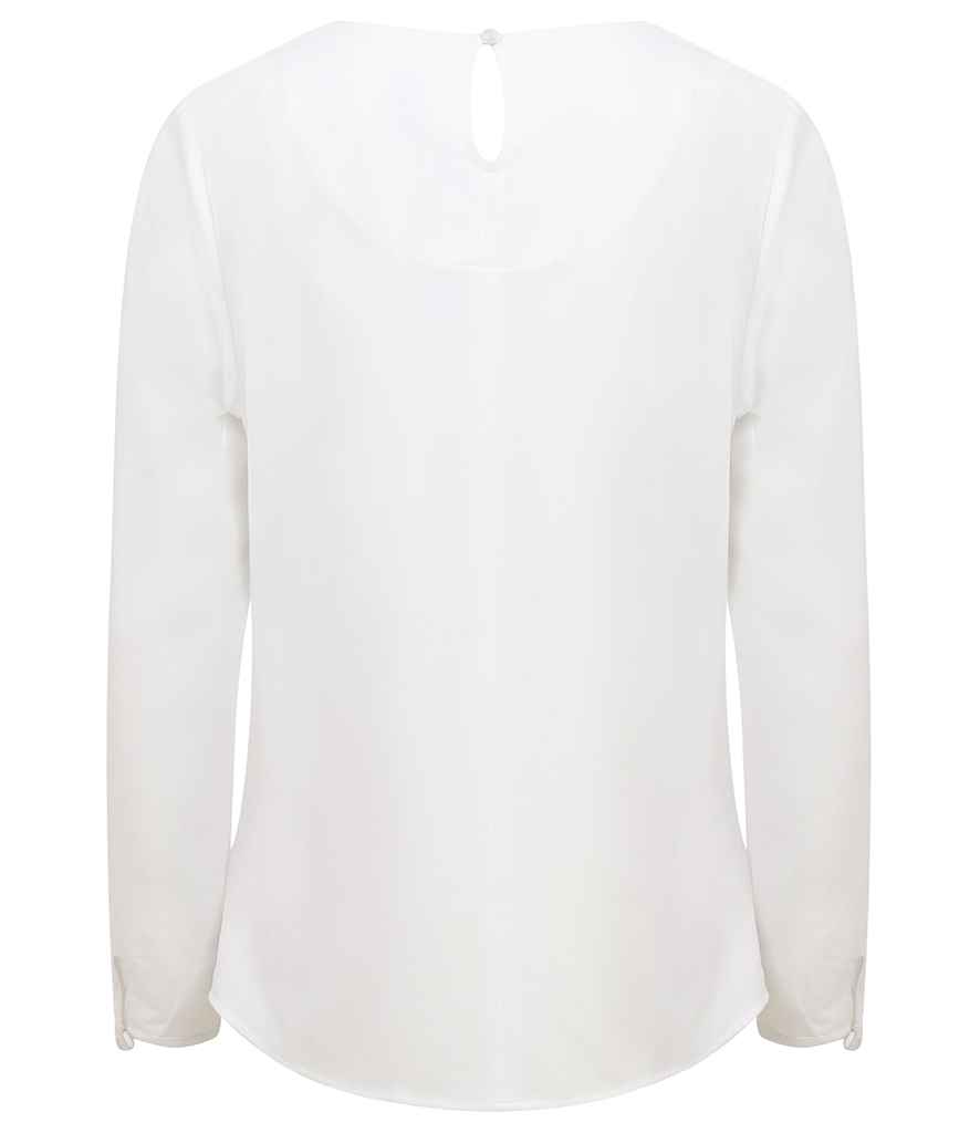 Henbury Ladies Pleat Front Long Sleeve Blouse
