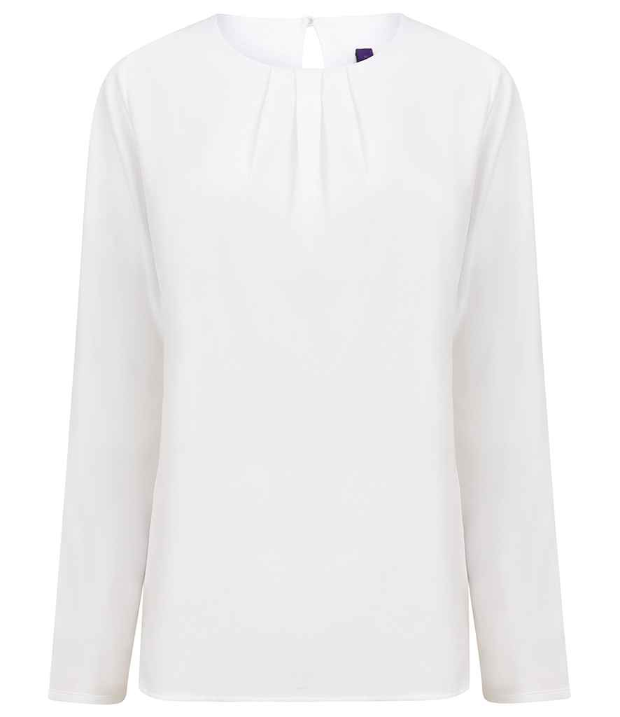 Henbury Ladies Pleat Front Long Sleeve Blouse