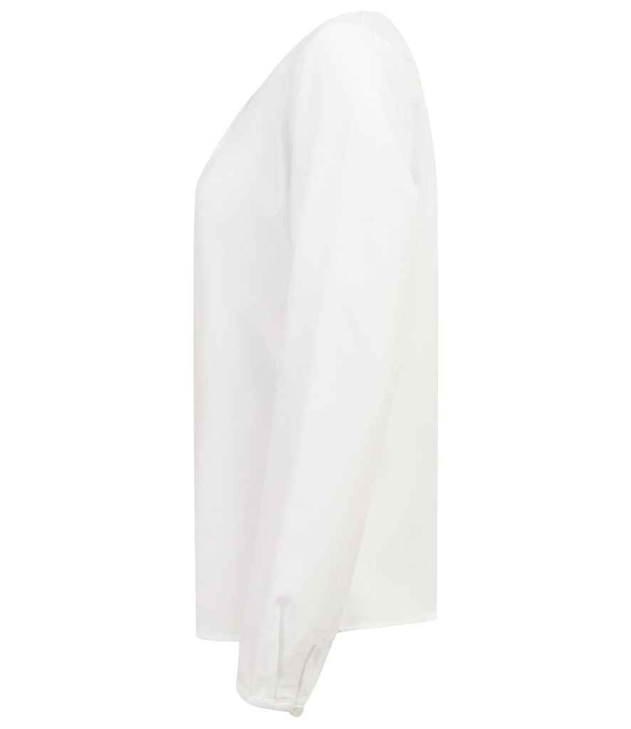 Henbury Ladies Pleat Front Long Sleeve Blouse