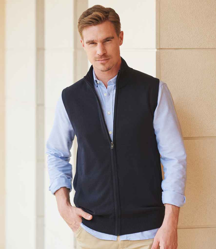 Henbury Sleeveless Zip Through Jumper