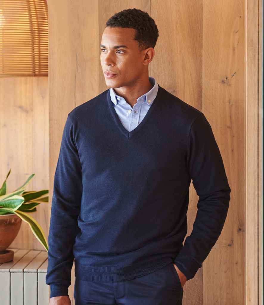 Henbury Lightweight Cotton Acrylic V Neck Sweater
