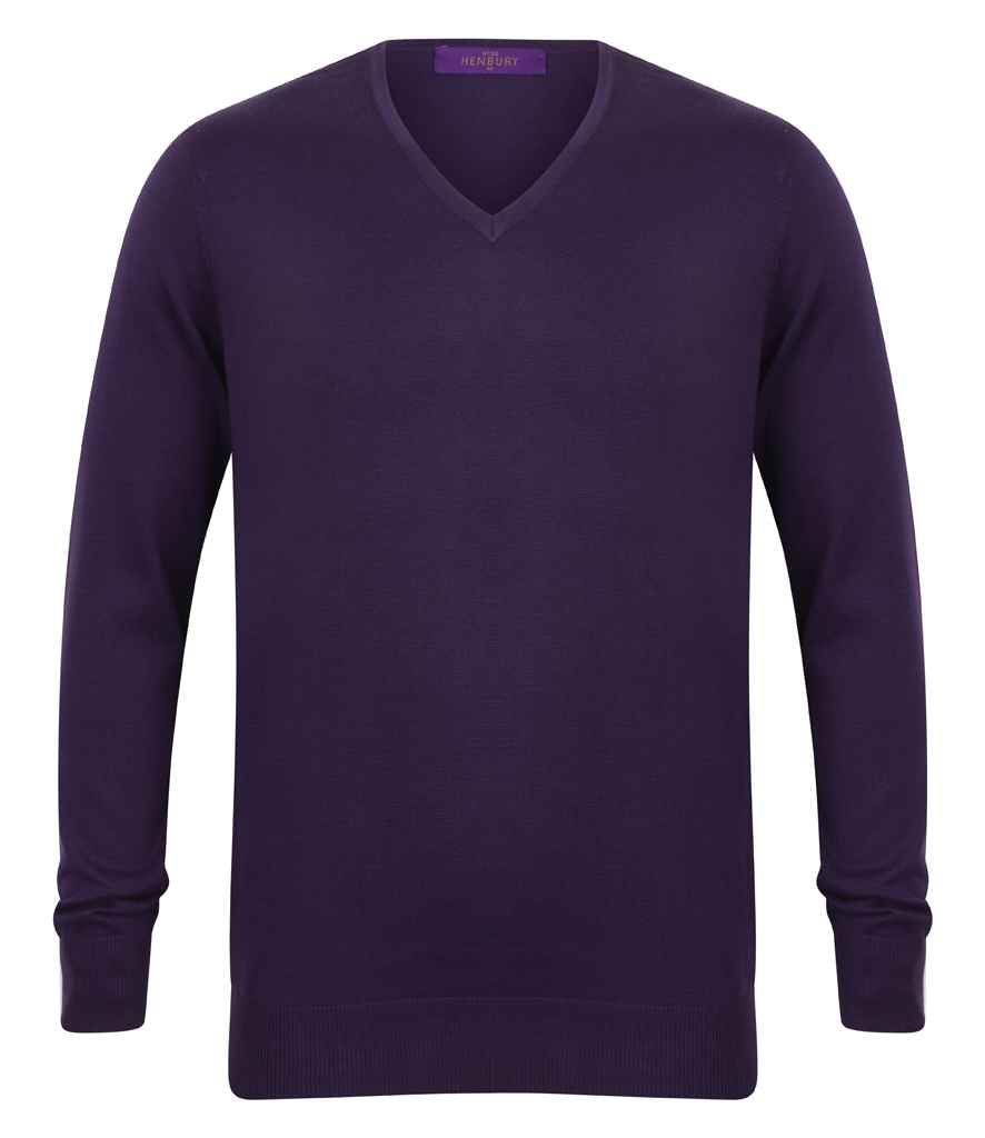 Henbury Lightweight Cotton Acrylic V Neck Sweater