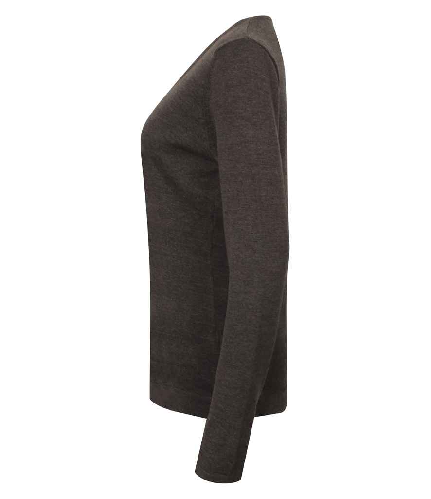 Henbury Ladies Lightweight Cotton Acrylic V Neck Sweater