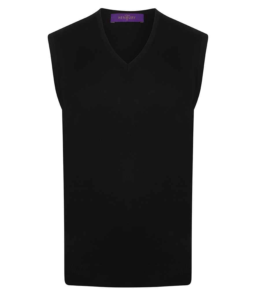 Henbury Lightweight Sleeveless Cotton Acrylic V Neck Sweater