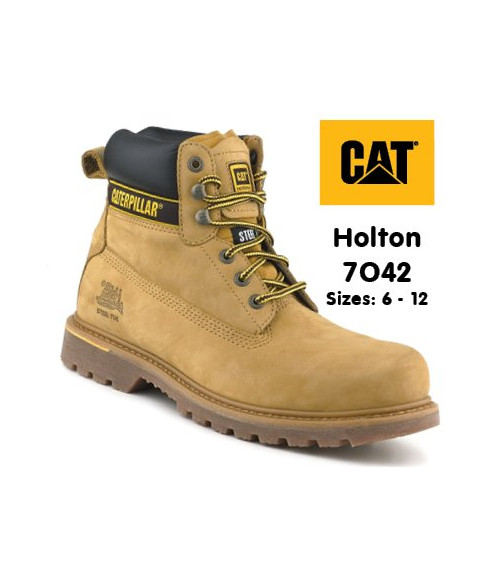 Caterpillar 7042 Holton Honey Nubuck Leather Goodyear Welted Safety Boots