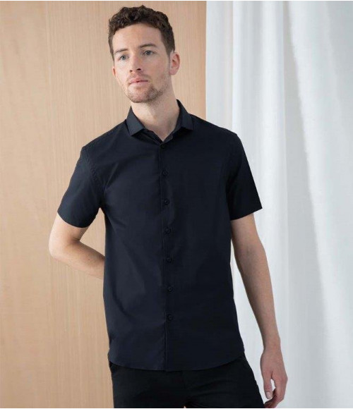 H537 Henbury Short Sleeve Stretch Poplin Shirt