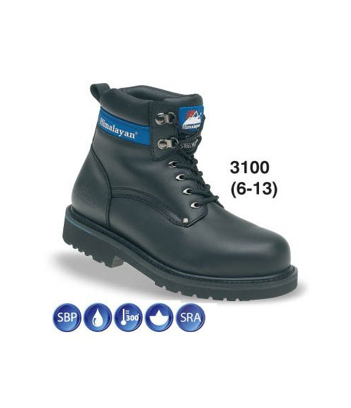 Himalayan 3100 Black Full Grain Leather Goodyear Welted Safety Boots - Steel Midsole