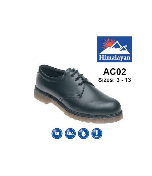 Himalayan AC02 Black Leather Safety Shoes - Air Cushioned PVC Sole