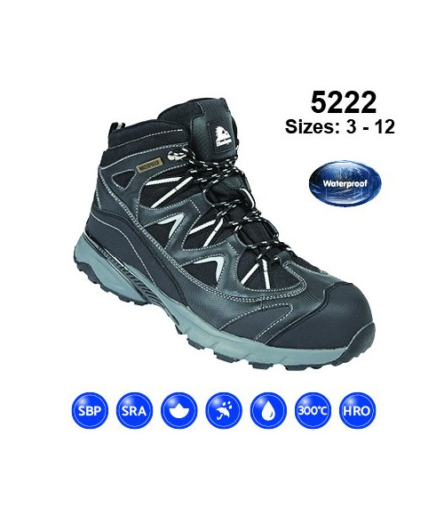 5222 Himalayan Black Waterproof Safety Hiker Boot