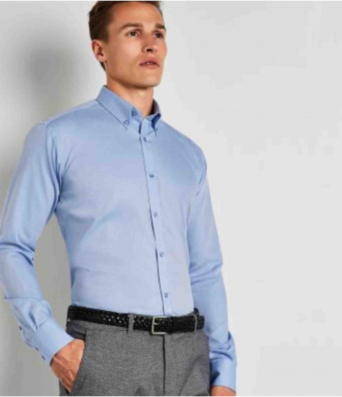 K139 Kustom Kit Long Sleeve Slim Fit Oxford Twill Non-Iron Shirt