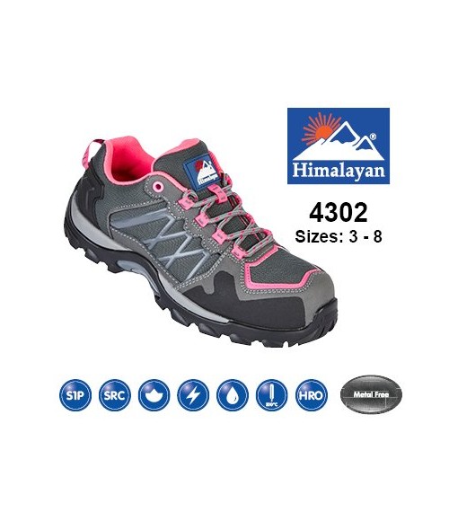 Himalayan 4302 Ladies Pink/Grey Leather/Mesh Cross Trainer with Metal Free Toecap and Midsole