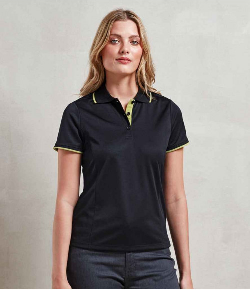 PR619 Premier Ladies Contrast Coolchecker Pique Polo Shirt