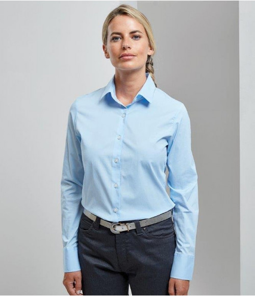 PR344 Premier Ladies Long Sleeve Stretch Fit Poplin Shirt
