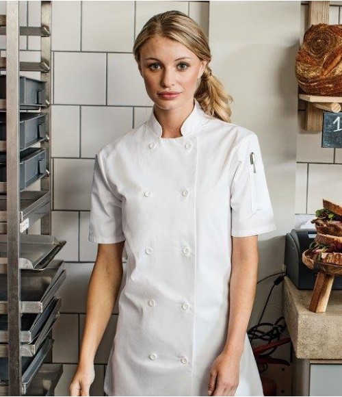PR670 Premier Ladies Short Sleeve Chef's Jacket