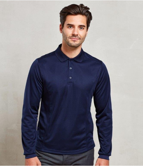 PR617 Premier Long Sleeve Coolchecker Pique Polo Shirt