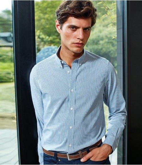 PR238 Premier Long Sleeve Striped Oxford Shirt