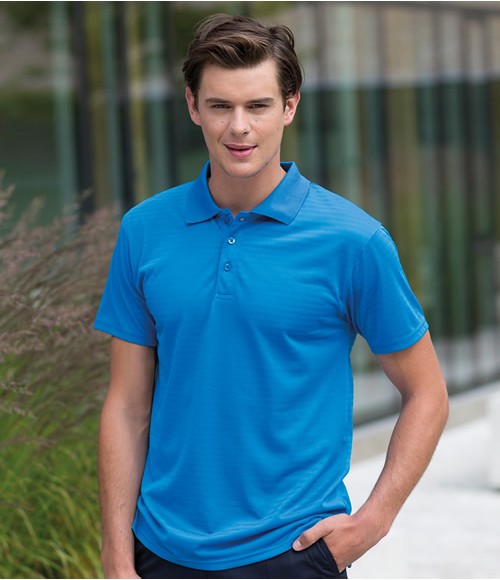 Henbury Cooltouch  Textured Stripe Polo Shirt