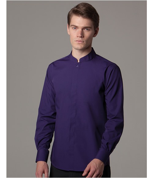 K161 Kustom Kit Long Sleeve Tailored Mandarin Collar Shirt