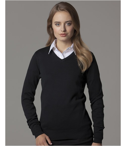 K353 Kustom Kit Ladies Arundel Cotton Acrylic V Neck Sweater