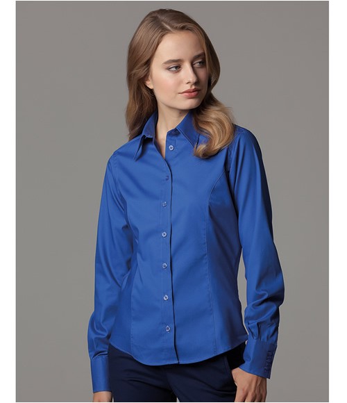 K702 Kustom Kit Ladies Premium Long Sleeve Tailored Oxford Shirt