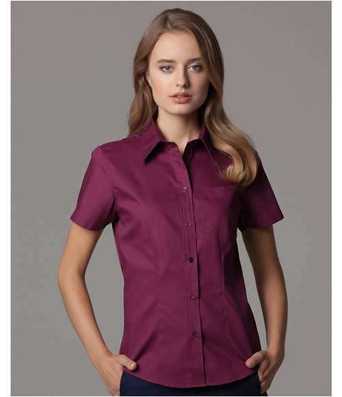 K719 Kustom Kit Ladies Premium Short Sleeve Tailored Oxford Shirt