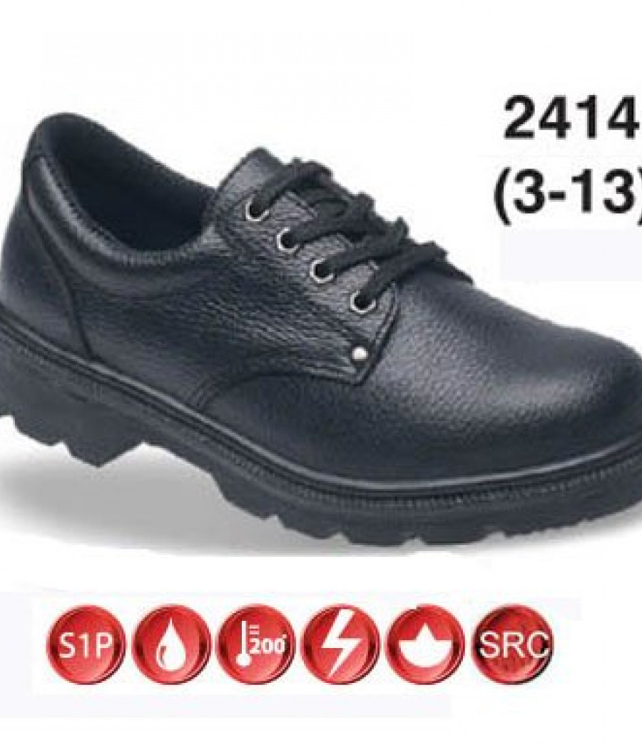 Toesavers 2414 S1P SRC Black Leather Steel Toe Cap Work Safety Shoes Footwear 